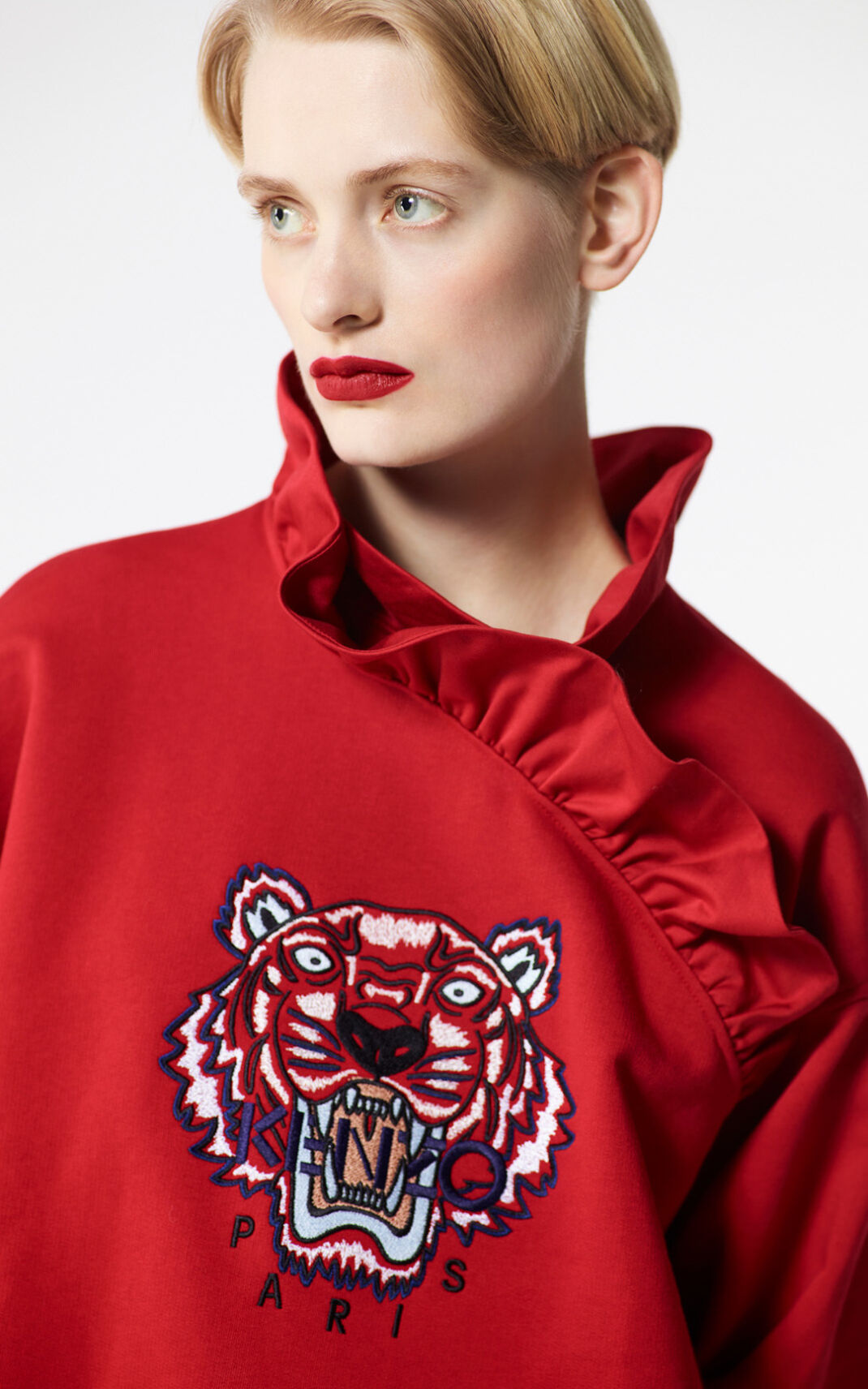 Kenzo Frilled Tiger Dukserice Ženske - Crvene - Hrvatska JKWEBM627